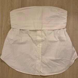 Zara White Strapless Bustier Top with Button Front